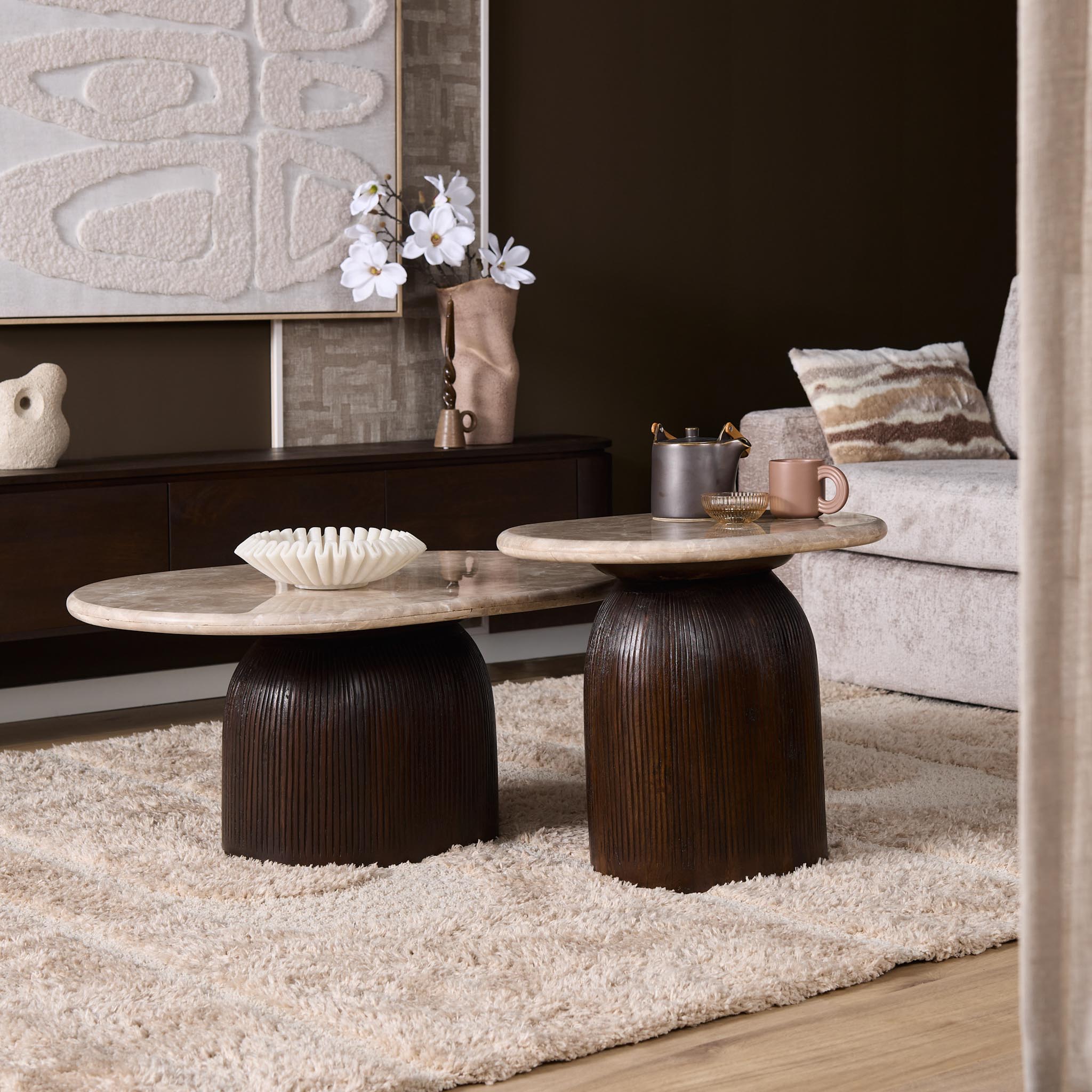 Salontafel Noel Bruin Marmer 90 cm