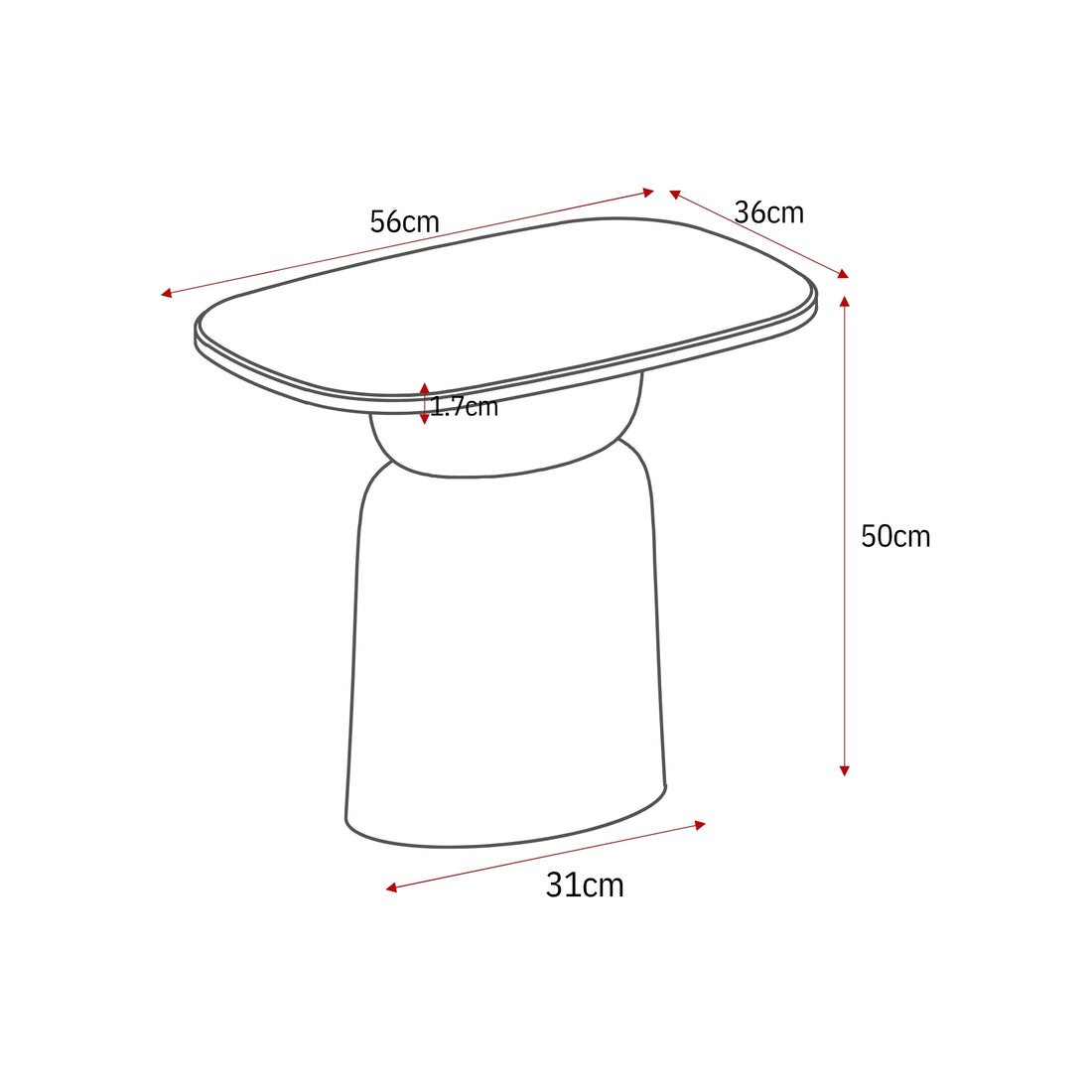 Bijzettafel Silva Bruin Marmer 56 cm