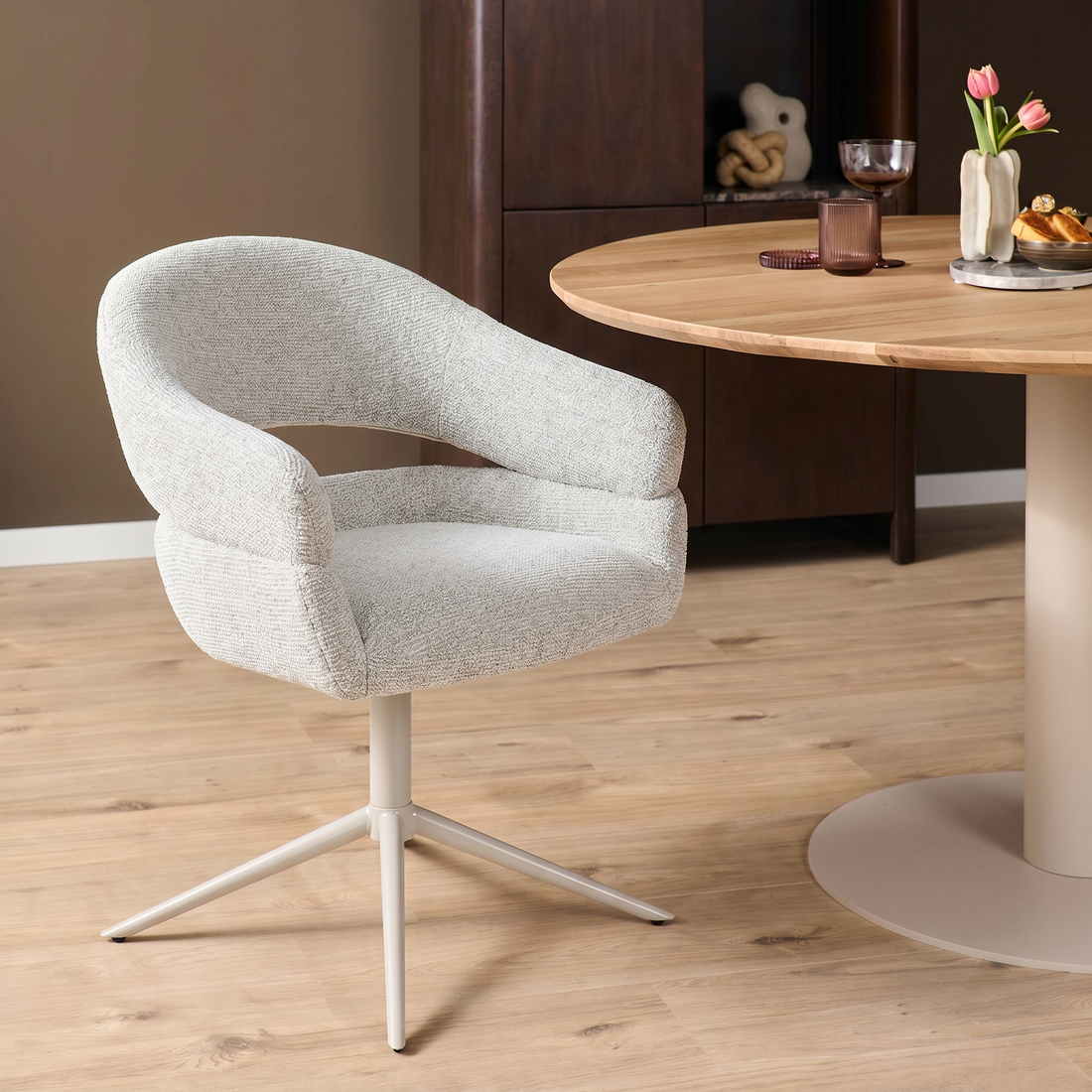 Draaibare eetkamerstoel Lily Beige