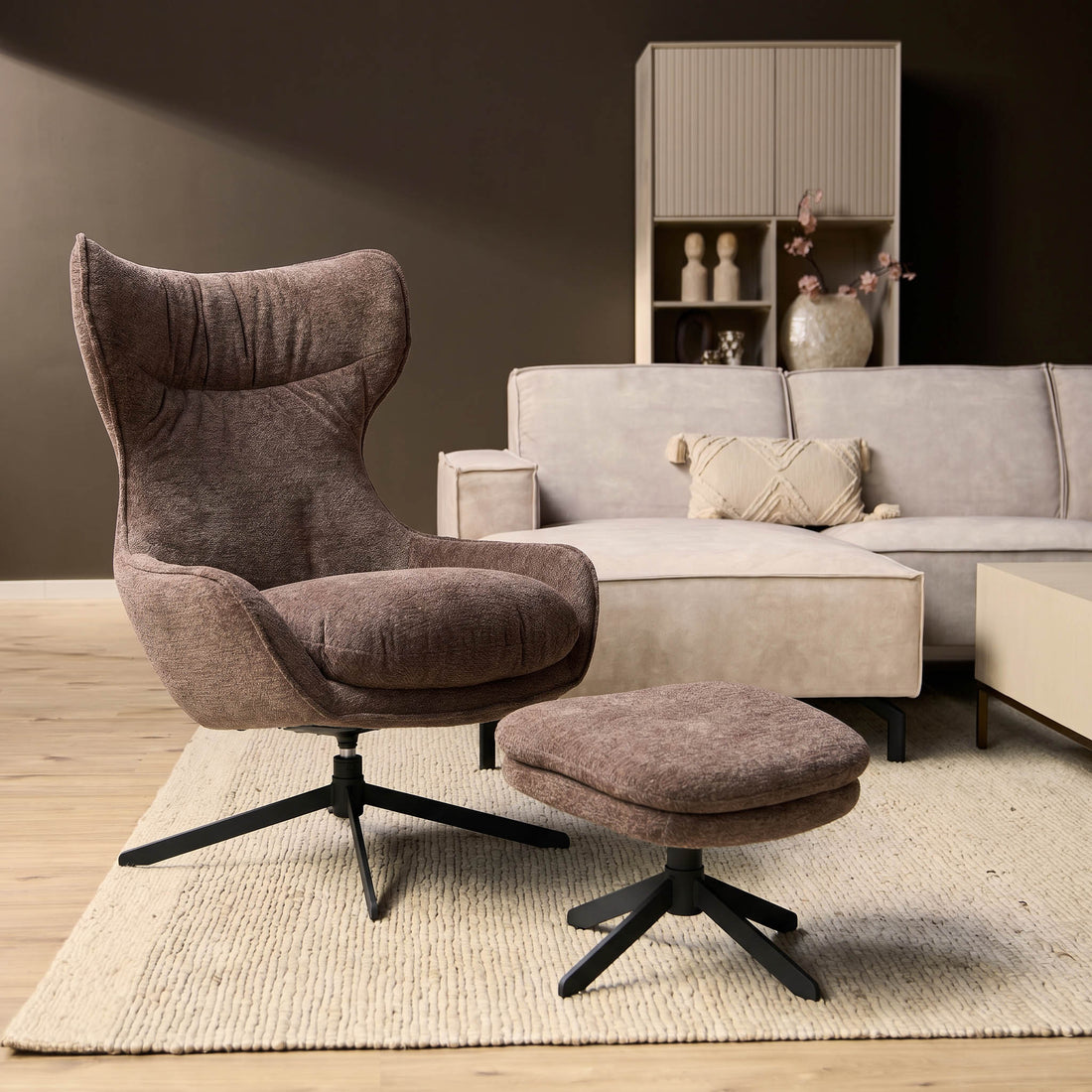 Draaibare fauteuil Olivia Paars