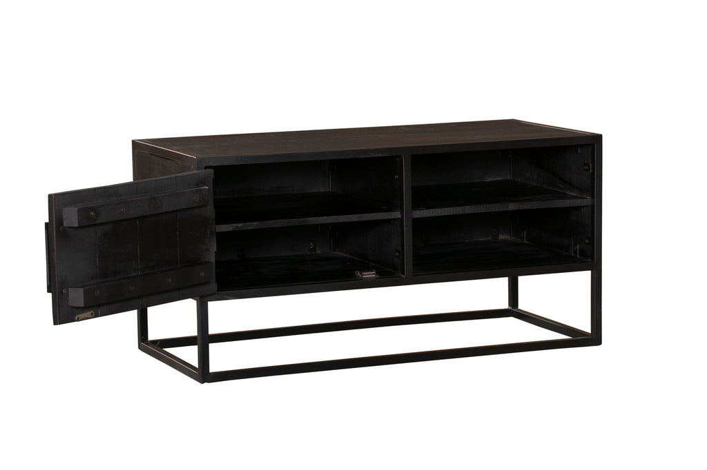 TV-Schrank Denver Schwarz 100 cm | Mangoholz und Stahl