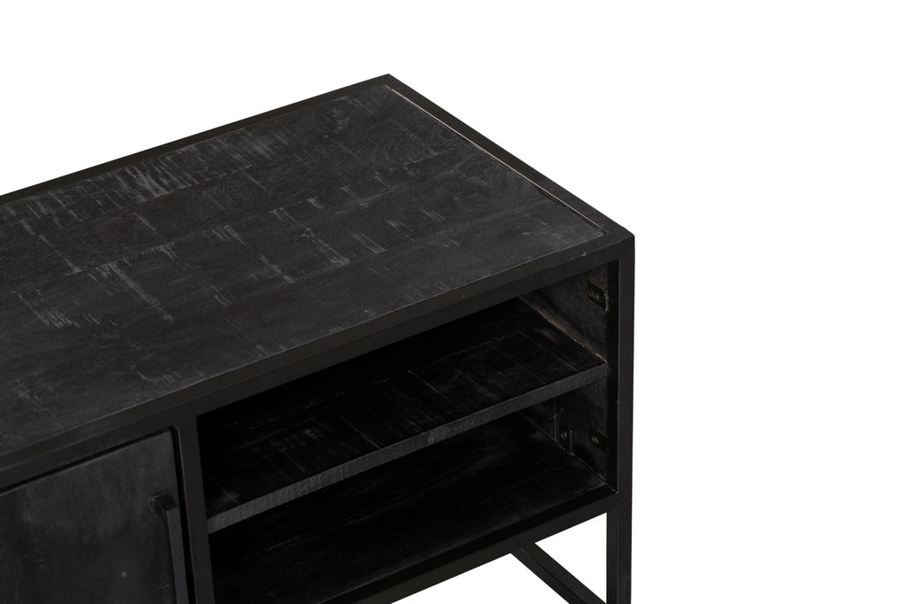 TV-Schrank Denver Schwarz 100 cm | Mangoholz und Stahl