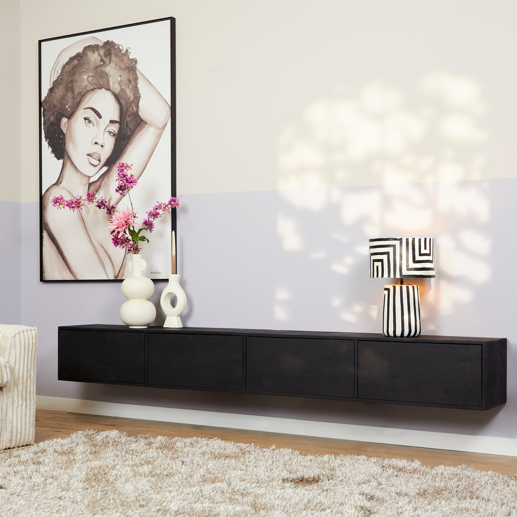 Schwebender TV-Schrank Vision Black | 240 cm